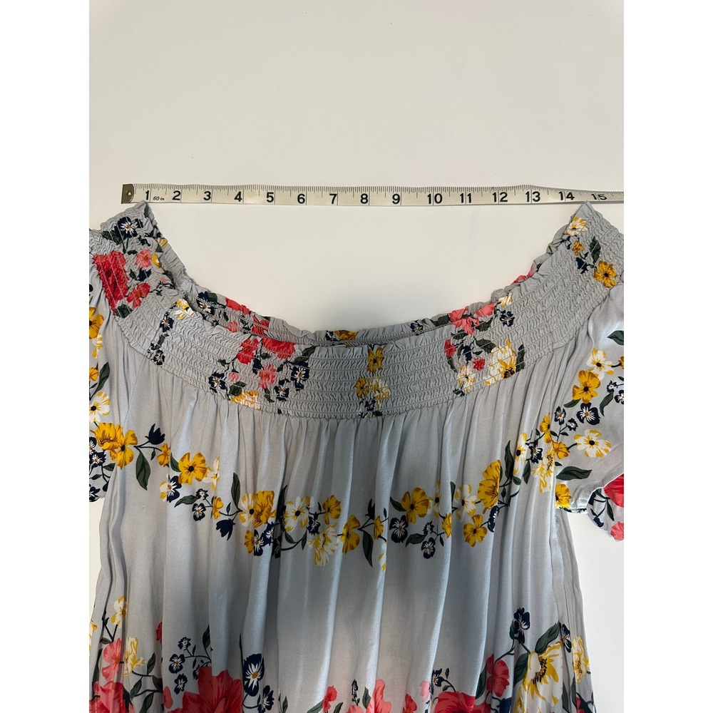Old Navy Floral Off Shoulder Maxi Dress Smocked Tiered Dress Large - Picture 5 of 6